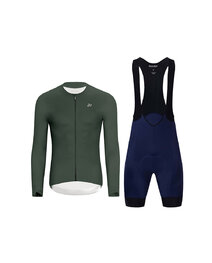 HOLOKOLO Langarm Radtrikot und Hose - ELEVATE - Blau/Schwarz/Grün